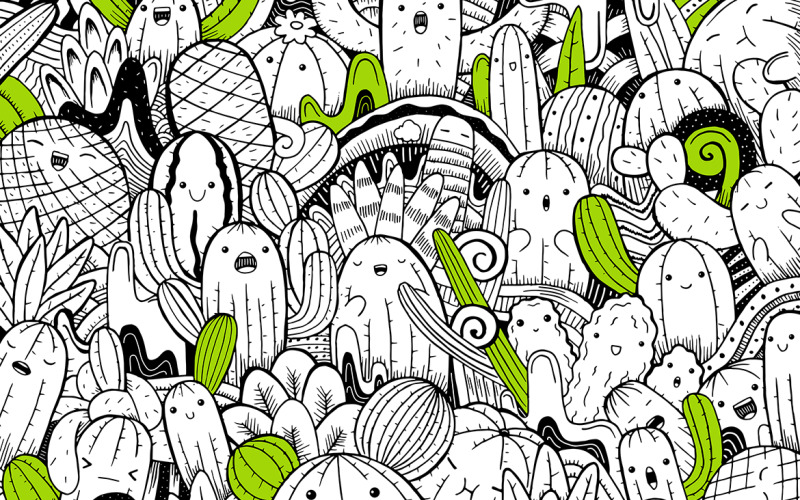 Cactus Doodle Vector Illustration Vector Graphic