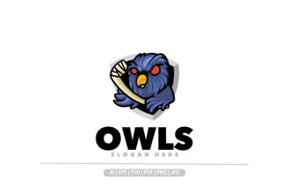 Cute owl hockey mascot logo design sport