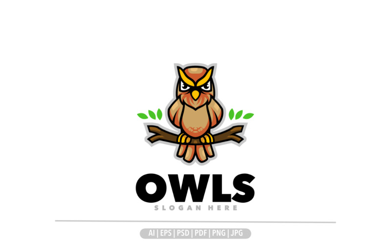 Cute owl mascot logo design illustration Logo Template