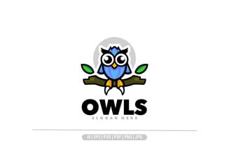 Cute owl mascot logo design template