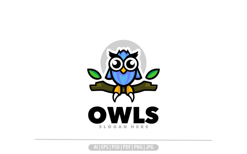 Cute owl mascot logo design template Logo Template