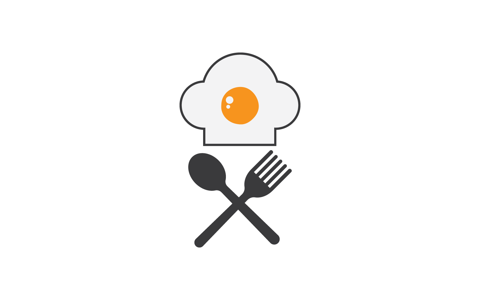 Fried egg fork and spoon illustration logo vector flat design