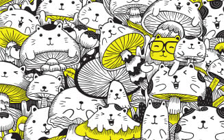 Mushroom Doodle Vector Illustration