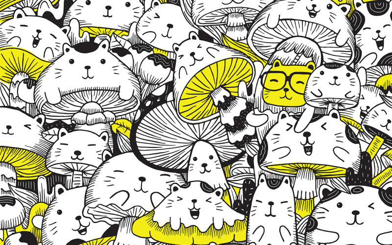 Mushroom Doodle Vector Illustration Vector Graphic