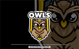 Owl mascot logo emblem design sport illustration