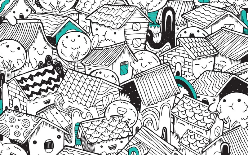 Town Doodle Vector Illustration Vector Graphic