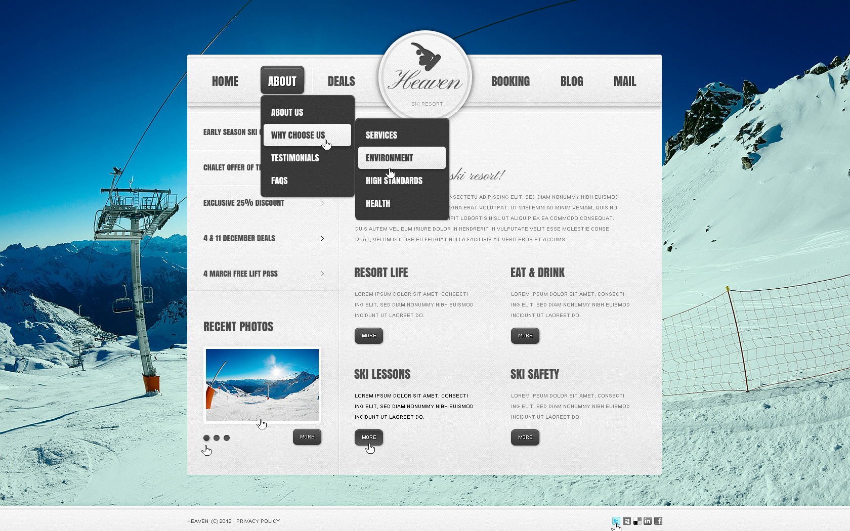 Skiing Website Template 37984