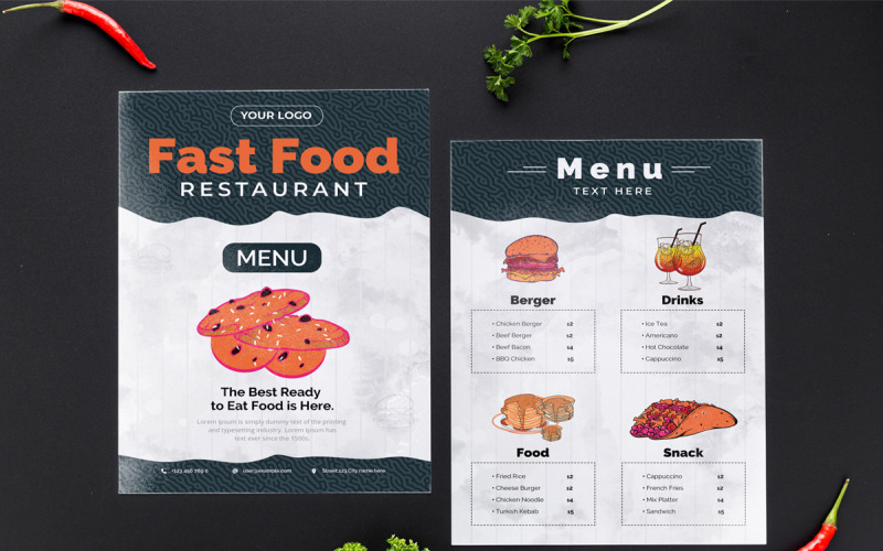 Fast Food Restaurant Menu Template Corporate Identity
