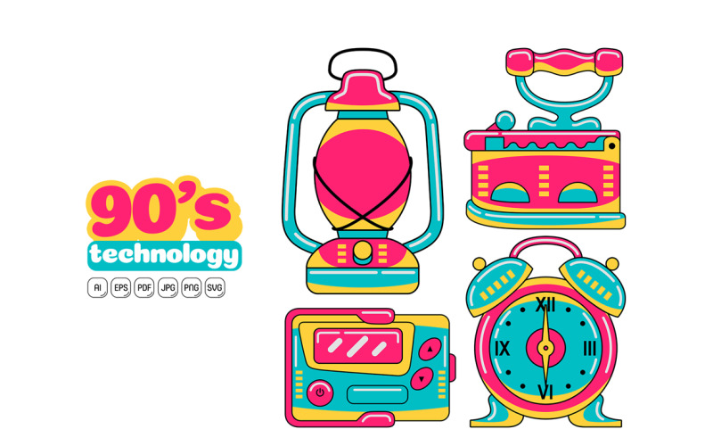 90s Technology Vector Pack 04 Vector Graphic