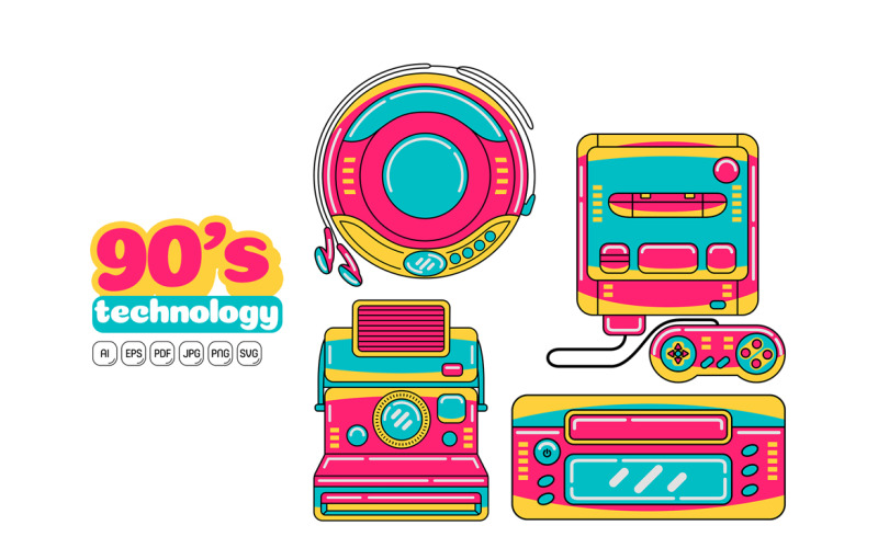 90s Technology Vector Pack 06 Vector Graphic