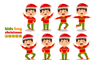 Kids Boy Christmas Character Vector Pack #01