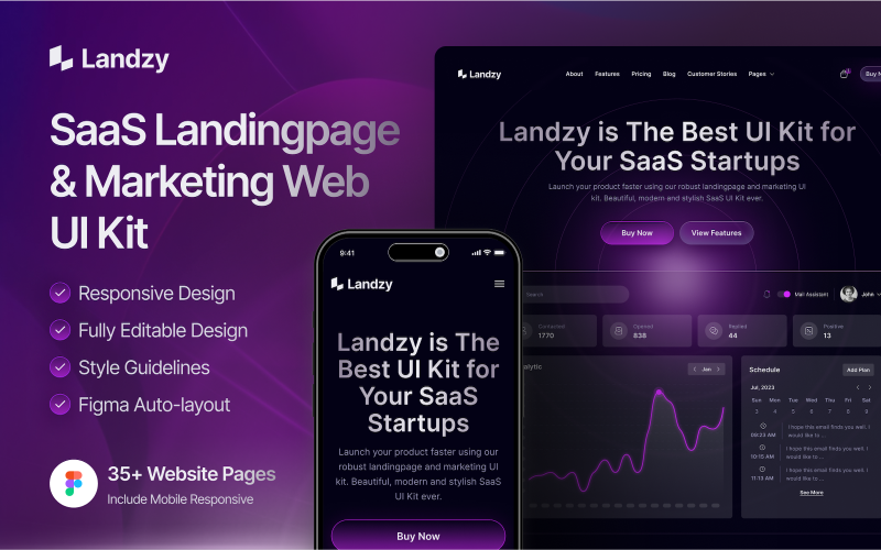 Landzy - SaaS Landing page UI Kit UI Element
