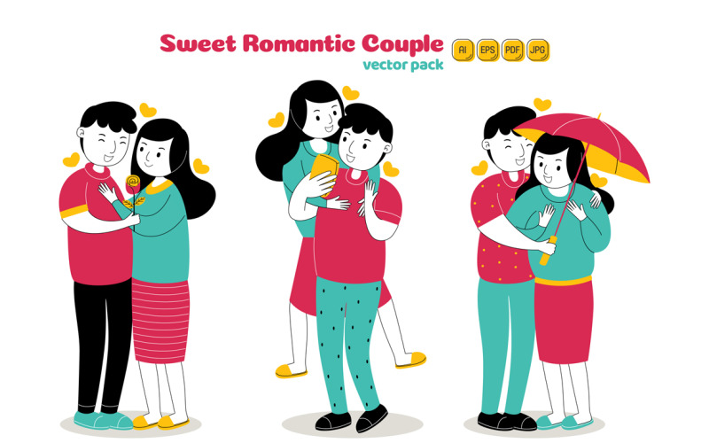 Sweet Romantic Couple Vector Pack 01 Vector Graphic