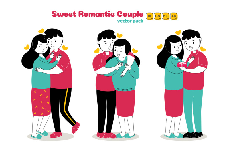 Sweet Romantic Couple Vector Pack 02 Vector Graphic