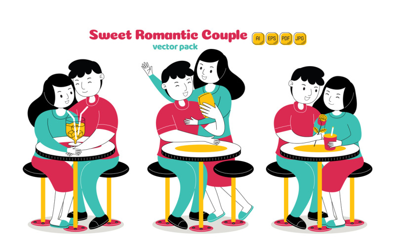 Sweet Romantic Couple Vector Pack 07 Vector Graphic