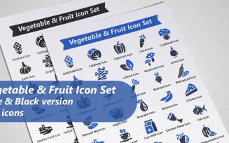 Vegetable And Fruit Icon Set