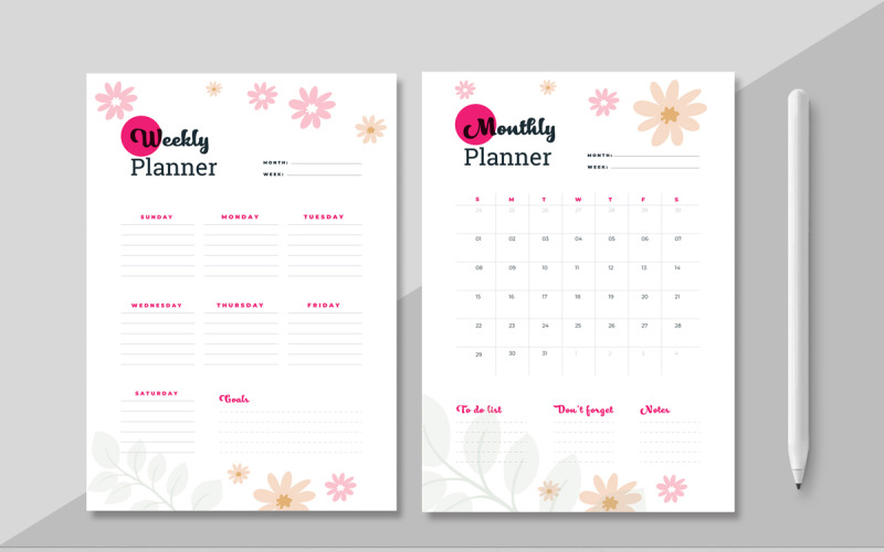 Weekly and Monthly Planner Template Corporate Identity