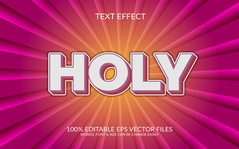 Holy day 3D Editable Vector Eps Text Effect Design Illustration