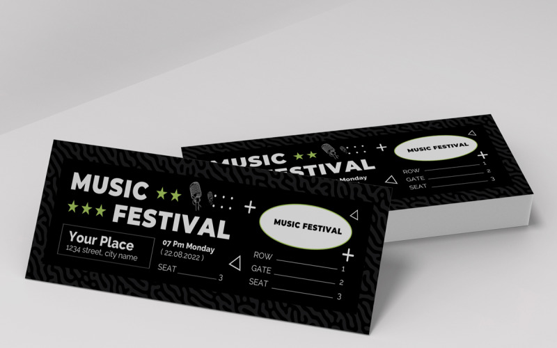 Music Festival Ticket Template Layout Corporate Identity
