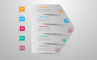 Polygon style five step vector infographic element template design.