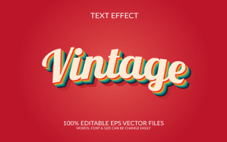 Vintage retro 3D Editable Vector Eps Text Effect Template Illustration
