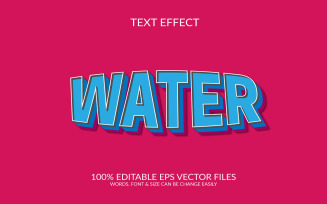 Water 3D Vector Eps Text Effect Template Design Illustration template.