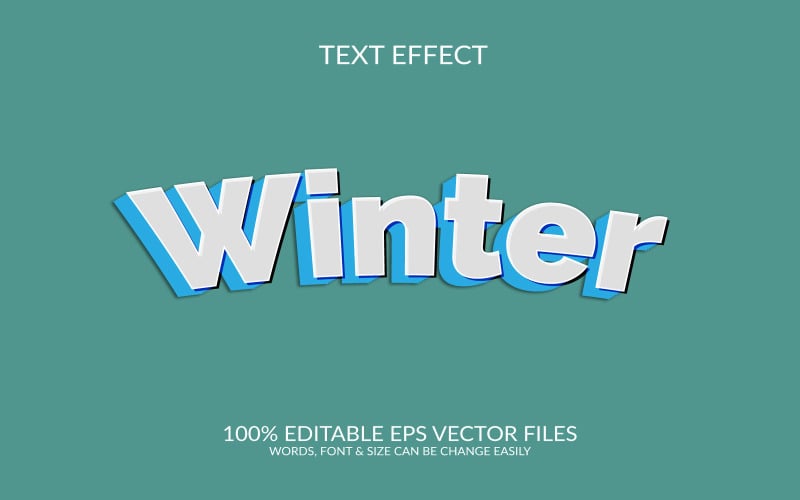 Winter day 3D Editable Vector Eps Text Effect Template Illustration