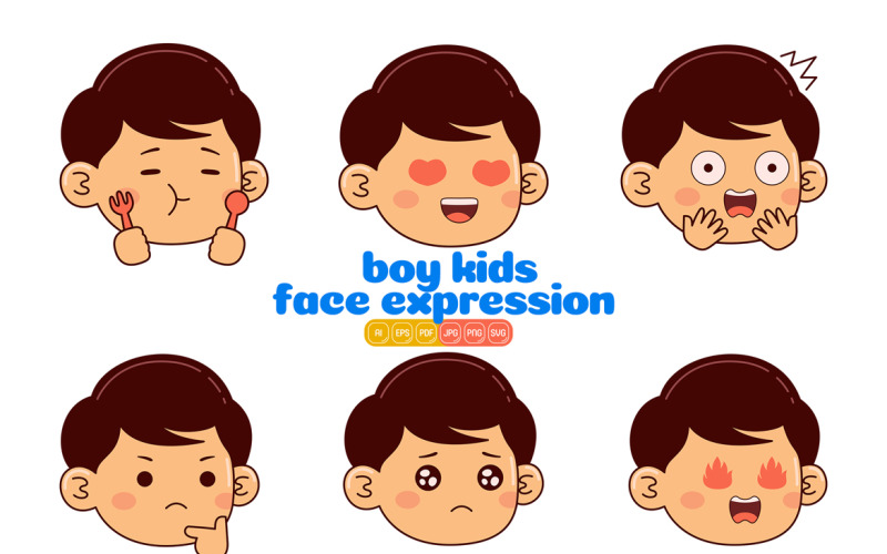 Boy Kids Face Expression #01 Vector Graphic