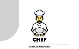 Chef mascot cartoon logo design illustration