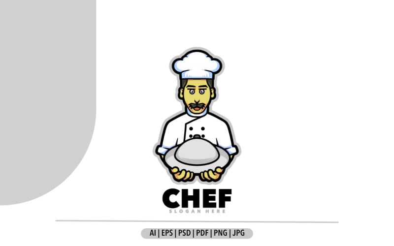 Chef mascot cartoon logo design illustration Logo Template
