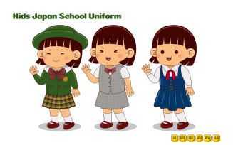 Kids Japan School Uniform Vector Pack #03