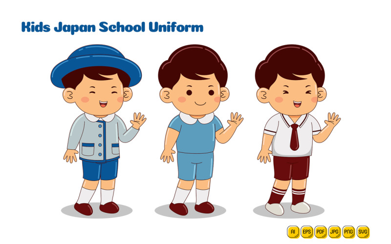 Kids Japan School Uniform Vector Pack #10 Vector Graphic