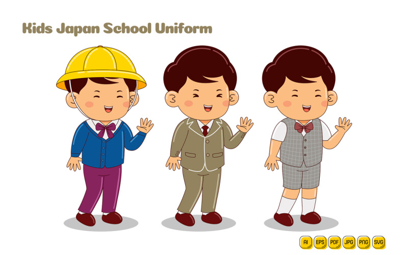 Kids Japan School Uniform Vector Pack #11 Vector Graphic