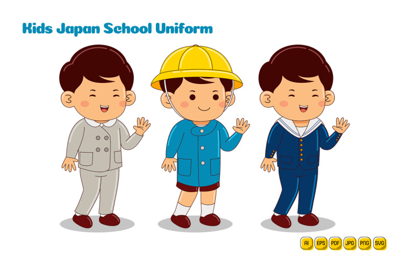 Kids Japan School Uniform Vector Pack #12 Vector Graphic