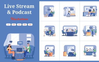 M536_Live Stream & Podcast Illustration Pack