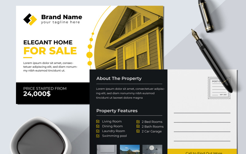 Real Estate Post Card Templates Layout Corporate Identity