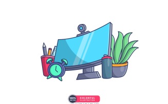 Curved Monitor Vector Illustration