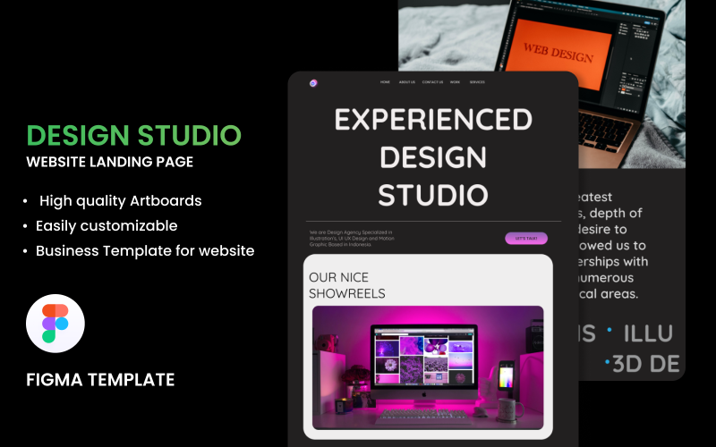 Design Studio Figma Landing Page UI Element