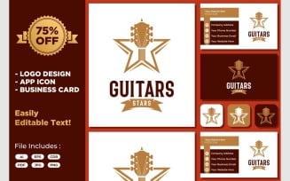 Guitar Music Star Musical Logo