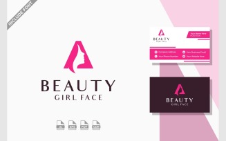 Letter A Beauty Face Woman Logo