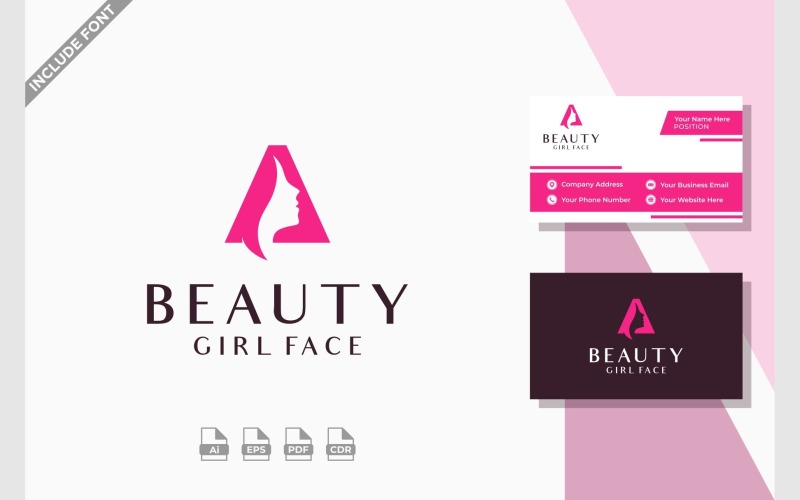 Letter A Beauty Face Woman Logo Logo Template