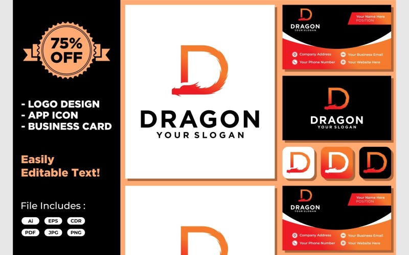 Letter D Dragon Monster Logo Logo Template