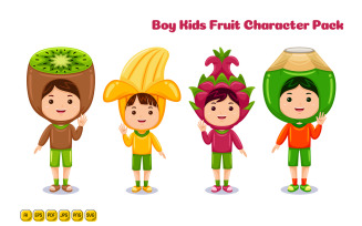 Boy Kids Fruit Character Vector Pack #01