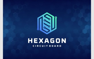 Circuit Board Technology Hexagon Logo
