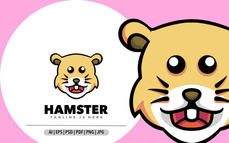 Cute baby hamster logo design illustration Logo Template