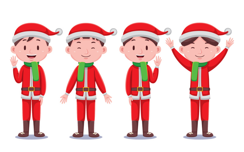 Kids Boys Wearing Christmas Costume Vector Graphic