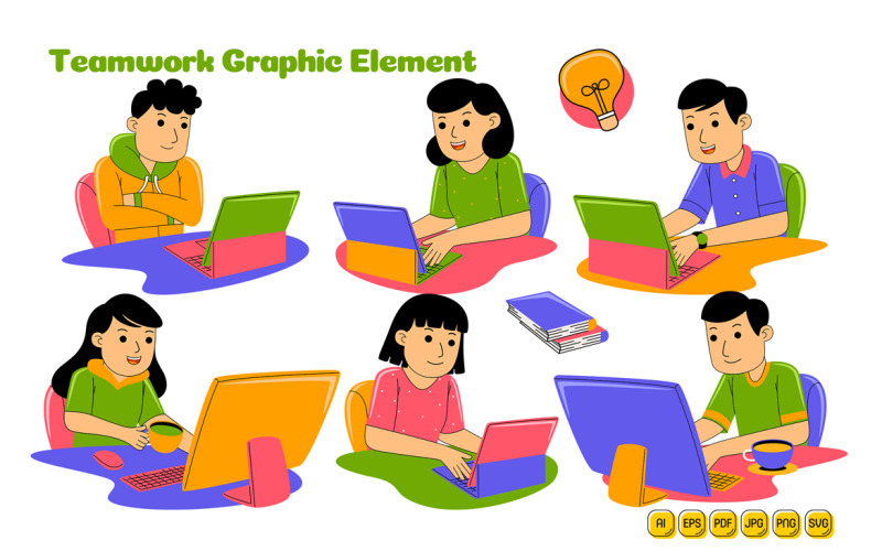 Teamwork Graphic Element Vector Illustration #03 Vector Graphic