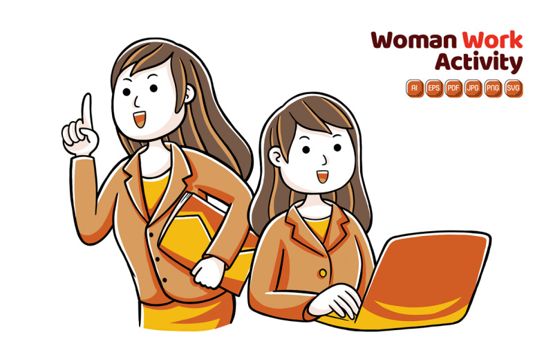 Woman Work Activity Vector Pack #02 Vector Graphic