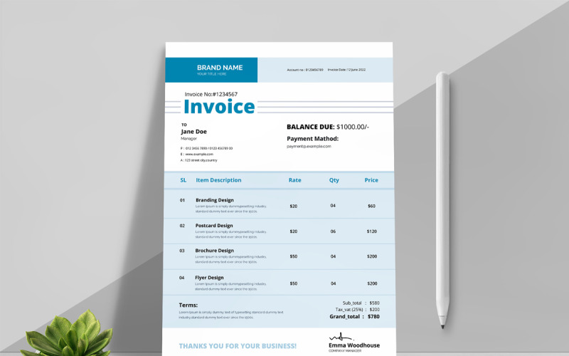 Creative Minimal Invoice Templates Corporate Identity
