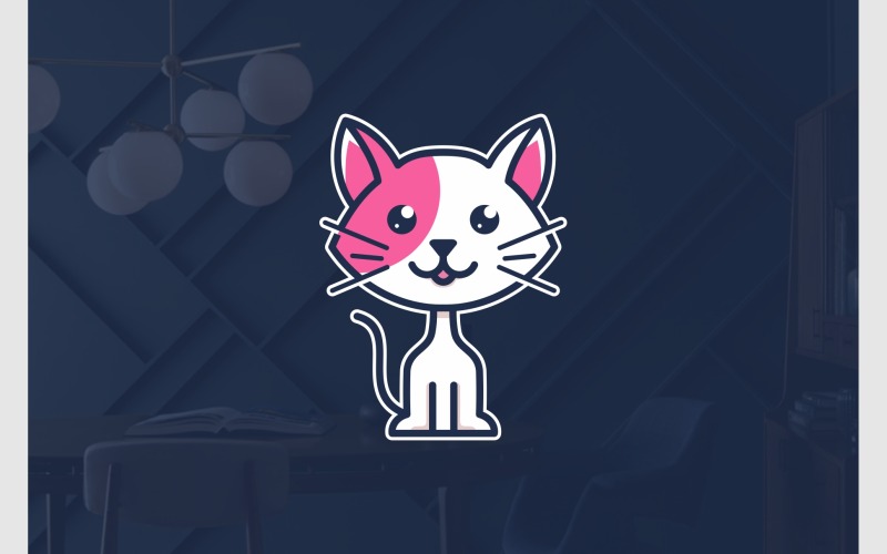 Cute Cat Kitten Pet Cartoon Logo Logo Template